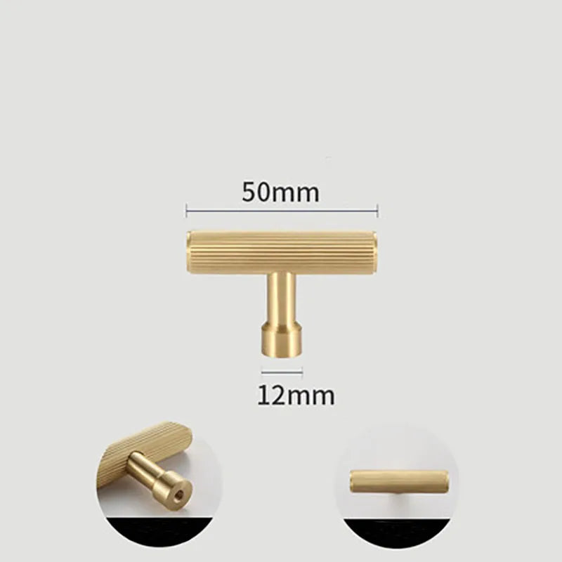 Gold and Black Brass T-Bar Handles – Straight Line Cabinet Pulls and Wardrobe Knobs TB9013-G50 Handles
