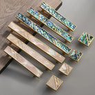 Brass Furniture Handle with Natural Shell – Modern Wardrobe Drawer and Dresser Knobs Handles