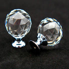 Clear Crystal Cabinet Knobs – Chrome & Gold Base Glass Drawer Pulls in 20mm 25mm 30mm 40mm Knob