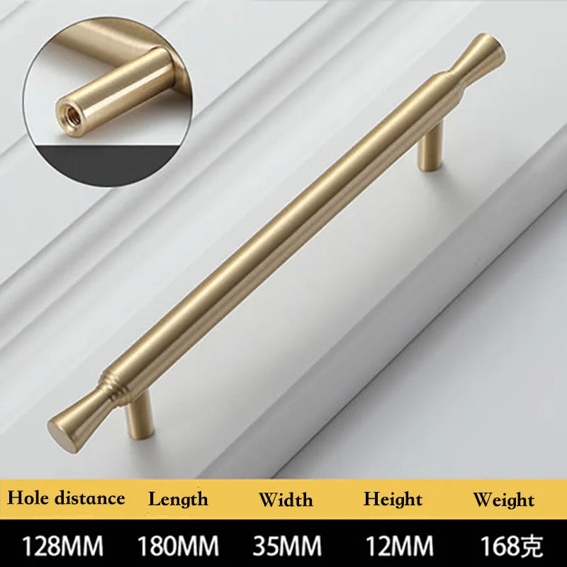 Solid Brass Kitchen Cabinet Handles – Modern Bar Pulls for Drawers and Wardrobes 180mm Handles