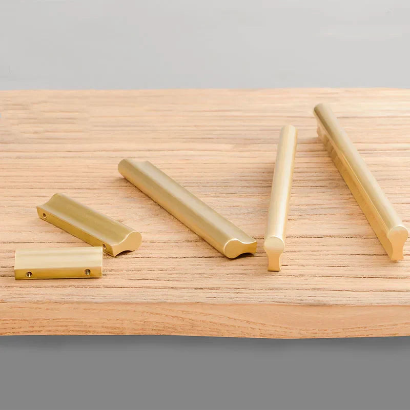 6pcs Solid Brass Cabinet Handles and Knobs – European Wardrobe Pulls and Drawer Bars Pulls