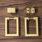 2pcs Brass Cabinet Door Handles – Single Hole Square Cupboard Pull Rings Handles