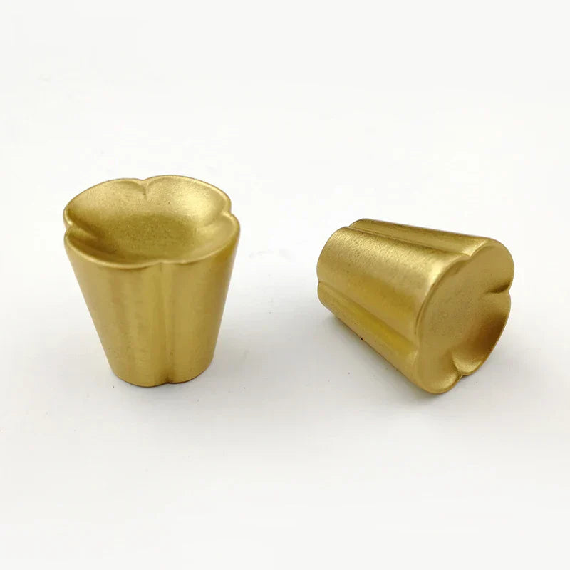 Solid Brass Flower Cabinet Knobs – Single Hole Drawer Handles for Wardrobes and Dressers knob