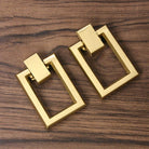 2pcs Brass Cabinet Door Handles – Single Hole Square Cupboard Pull Rings 2 Handles