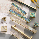 Brass Furniture Handle with Natural Shell – Modern Wardrobe Drawer and Dresser Knobs Handles