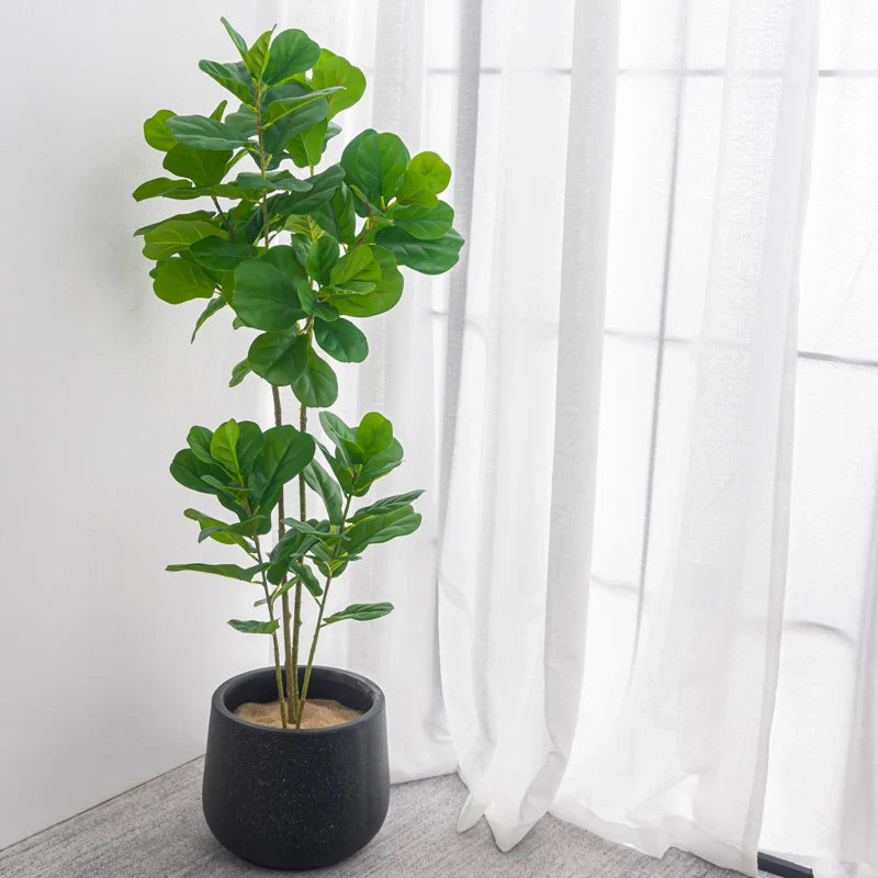 Dlight Decor 122cm Large Ficus Tree Branch with Tropical Rubber Leaves 122cm and 64cm