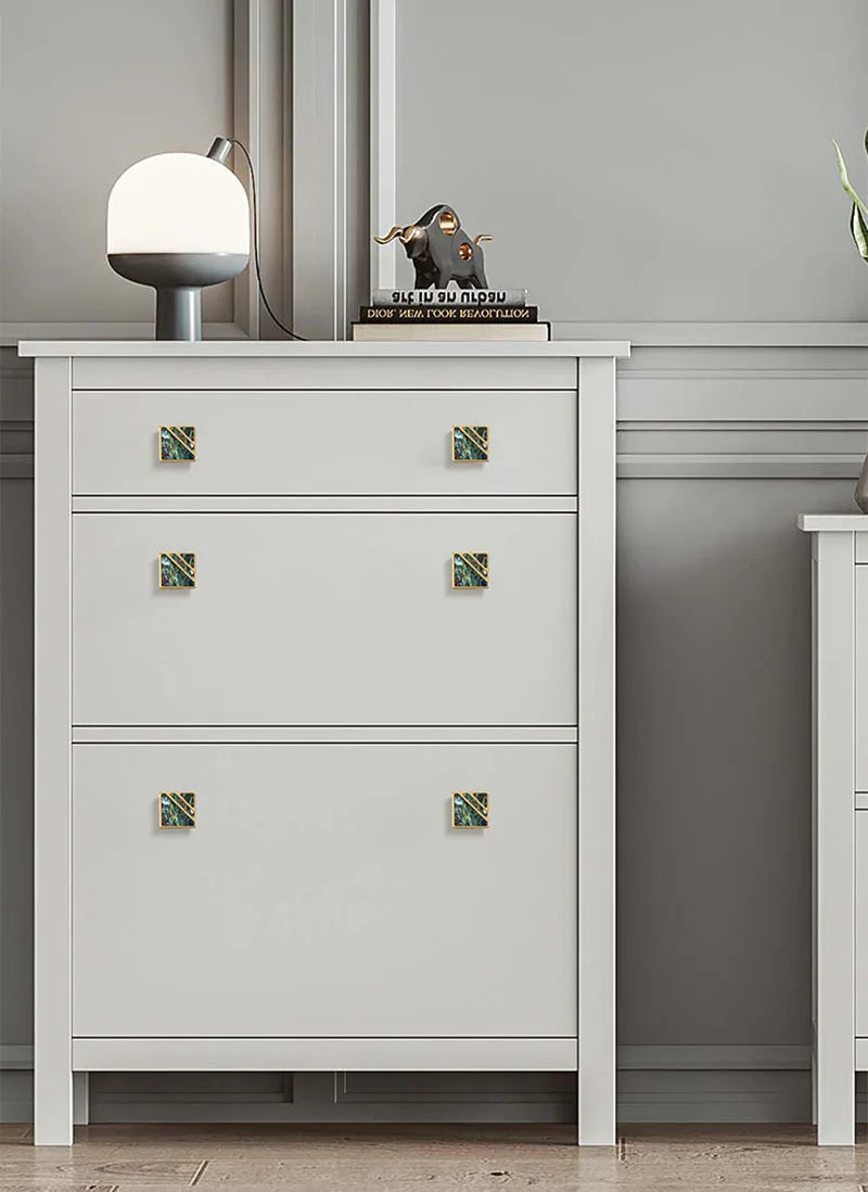 Brass Furniture Handle with Natural Shell – Modern Wardrobe Drawer and Dresser Knobs Handles