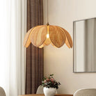 Japanese Style Handmade Woven Rattan Petal Chandelier - Unique Lighting For Dining Bedroom And