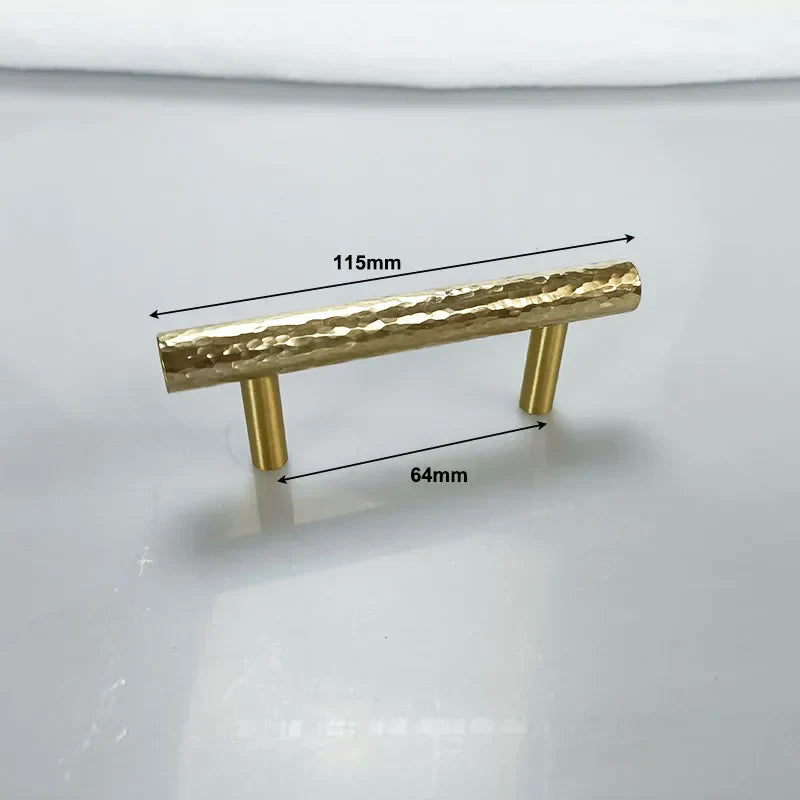 Hammered Brass Cabinet Handles – Light Gold Wardrobe Knobs and Drawer Pulls for American/Nordic Furniture TS0101 4.5