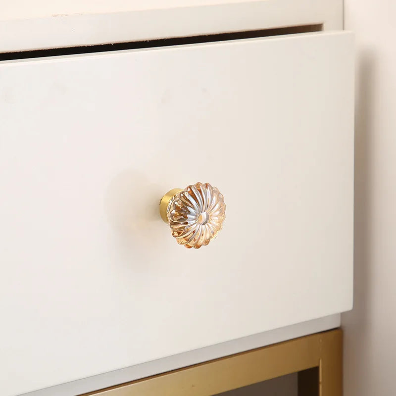 Brass Crystal Cupboard Cabinet Handle Kitchen Drawer Knobs Light Luxury Furniture Hardware Transparent Handle Home