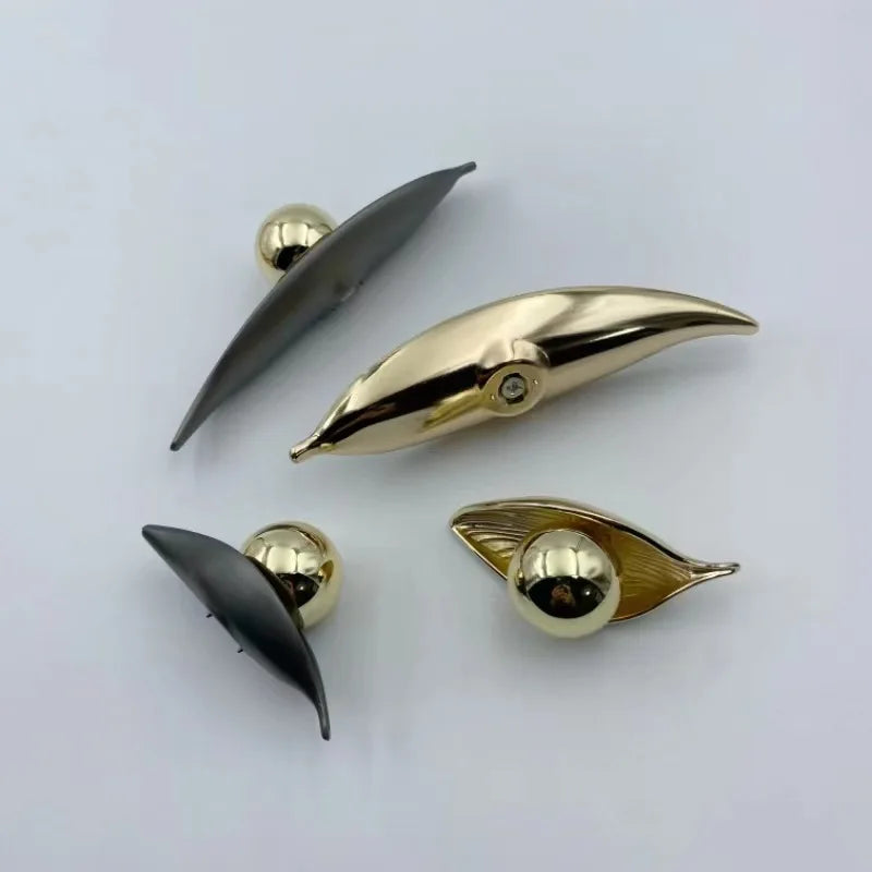 Creative Leaf Ball Zinc Alloy Furniture Handle – Gold Knob for Modern Elegance Knobs