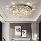 Luxury Modern K9 Crystals Ceiling Lamp - Chrome Steel Led Light For Art Deco Bedroom Lighting