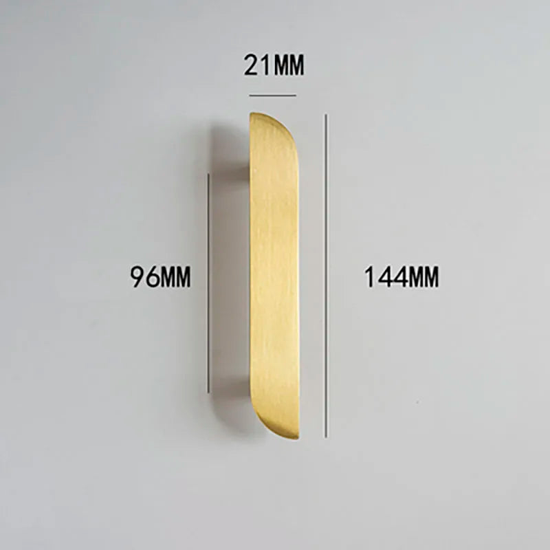 Modern Simple Wardrobe Handles – Brass Cabinet Knobs and Drawer Pulls for Furniture 144mm right Handle
