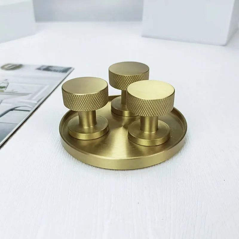 Knurled Brass Drawer Knobs – Textured Cabinet Handles and Furniture Pulls for Wardrobes 25x28mm knob