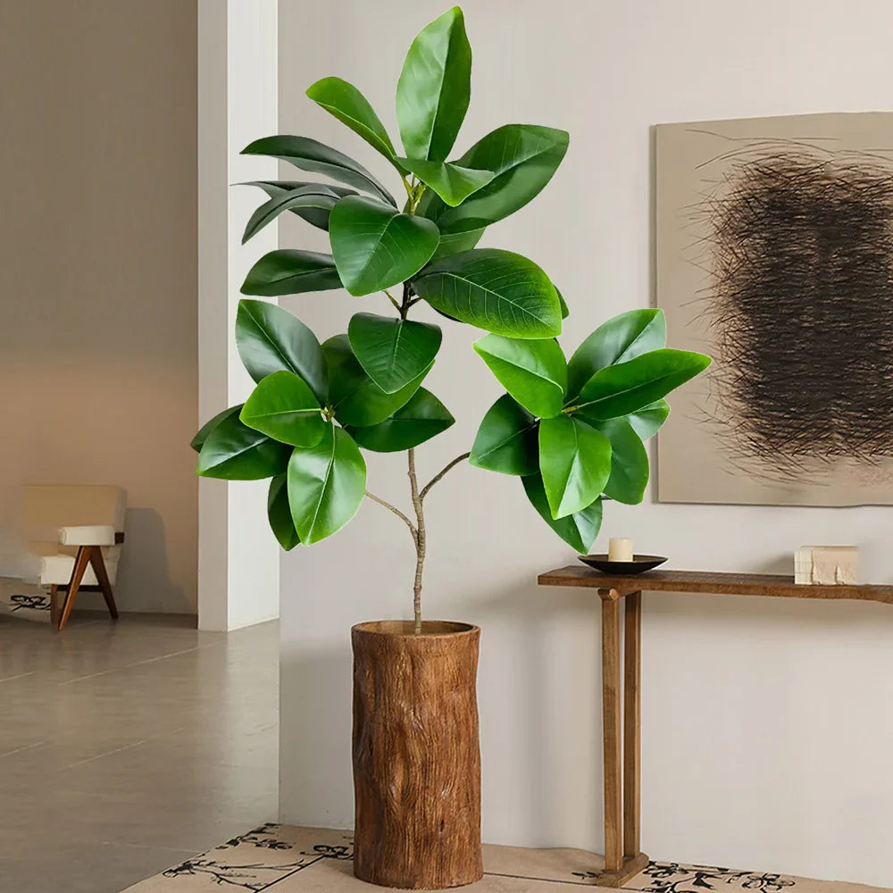 Dlight Decor 140cm Banyan Tree with Real Touch Fiddle Leaves for Home and Office Decor