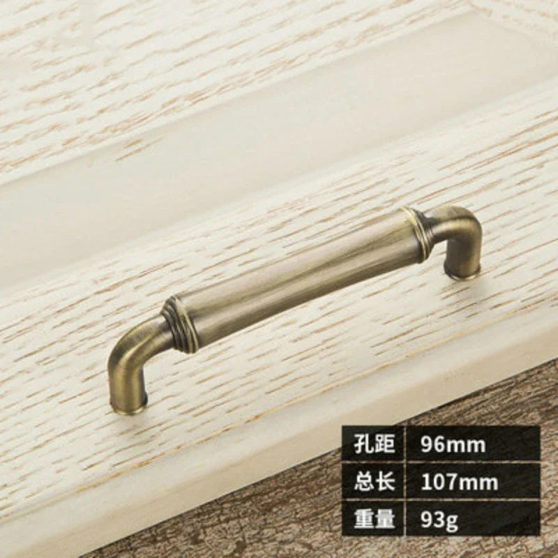 Retro Bronze and Black-Red Cabinet Handles - Nordic Square Zinc Alloy Pulls for Wardrobes and Furniture Bronze 96mm