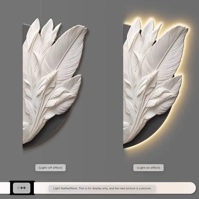 Dlight Decor Feather Mural LED Light for Entry Walls C / 60x120 Wall Art