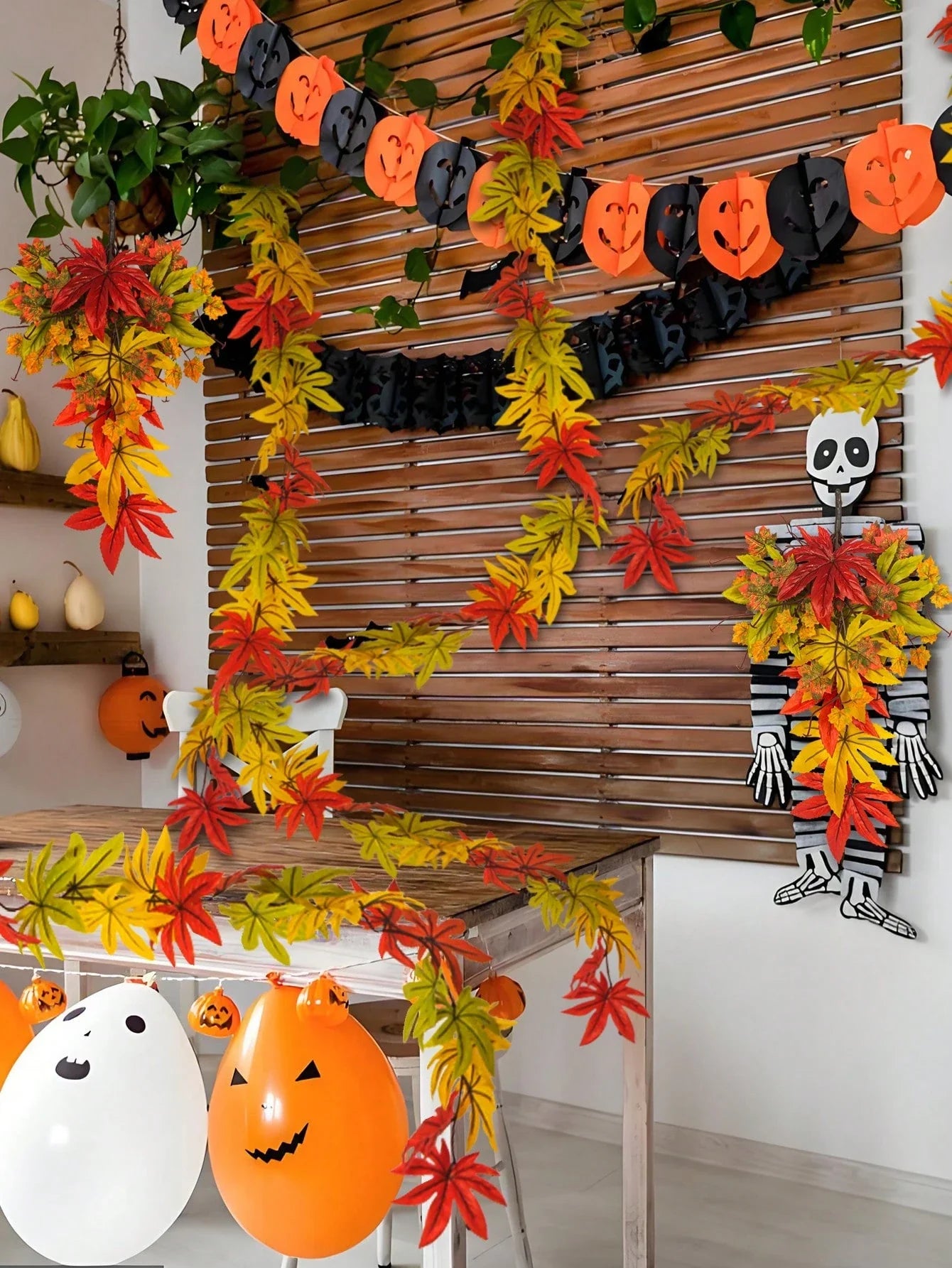 Dlight Decor 200cm Fall Maple Leaf Garland for Autumn and Halloween Decor