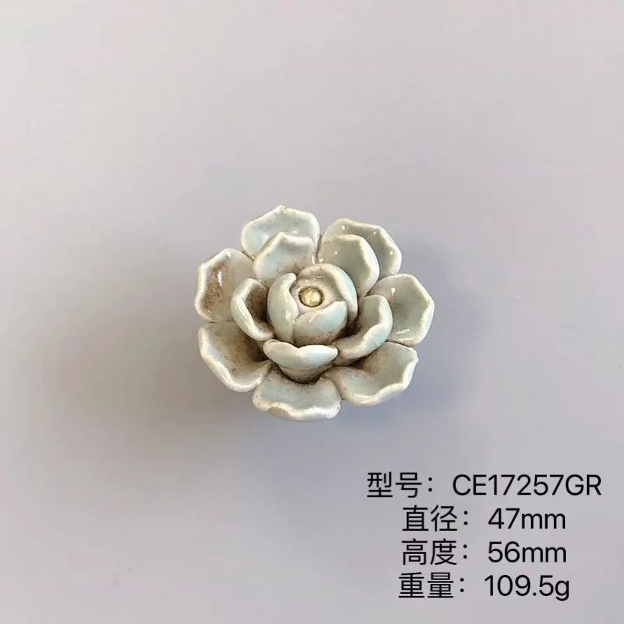 Handmade Ceramic Flower Knobs – Creative Cabinet and Drawer Knobs for Furniture Accessories CE17257GR Knobs