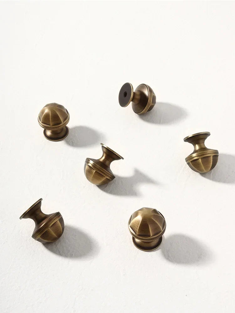 Solid Brass Octagonal Cabinet Knobs – Antique Gold Drawer and Wardrobe Handles knob