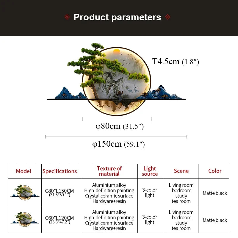 Dlight Decor Chinese Landscape LED Wall Glow Wall Art