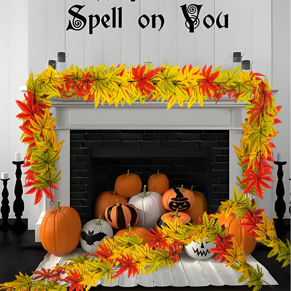 Dlight Decor 200cm Fall Maple Leaf Garland for Autumn and Halloween Decor