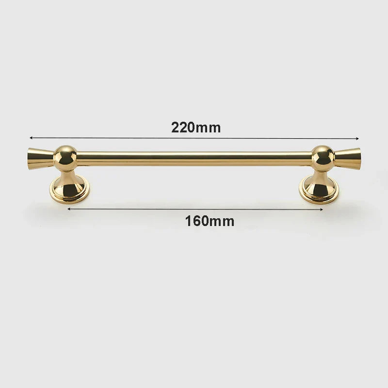 Polished Gold and Silver T-Bar Cabinet Handles – Modern Drawer and Wardrobe Pulls (55mm-220mm) TB2036-220PG Handles