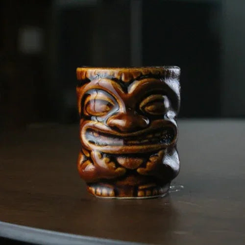 60ml Ceramic Tiki Mug – Hawaiian Cocktail Cup for Home Bars & Parties | Dlight Decor brown-type3-feiwawa / 60ml cups