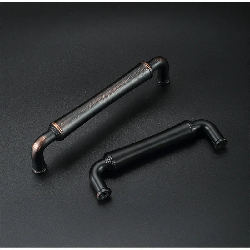 Retro Bronze and Black-Red Cabinet Handles - Nordic Square Zinc Alloy Pulls for Wardrobes and Furniture Handles