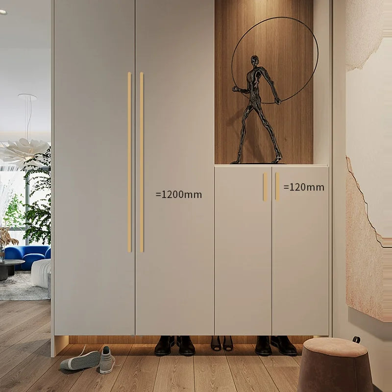 Minimalist Ultra-Long Aluminum Alloy Cabinet Handle – Modern Black and Gold Wardrobe Drawer Pull (800-1200mm) Handles