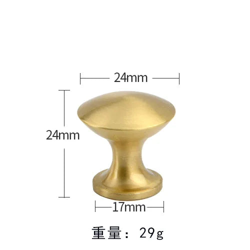 Modern Pure Brass Cabinet Handles - Single Hole Brushed Gold Drawer Knobs for Kitchen and Wardrobes 4-small Knonbs