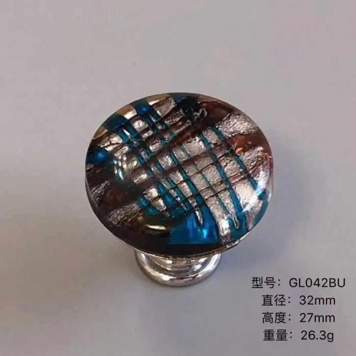 Colorful Floral Glass Cabinet Knobs – Drawer Knobs for Dresser Shoe Cabinet and Kitchen Furniture GL042BU Knobs