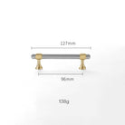 Nickel-Plated Brass Cabinet Handles – Gold and Matte Silver T-Bar Pulls for Wardrobes and Drawers 128mm Handles