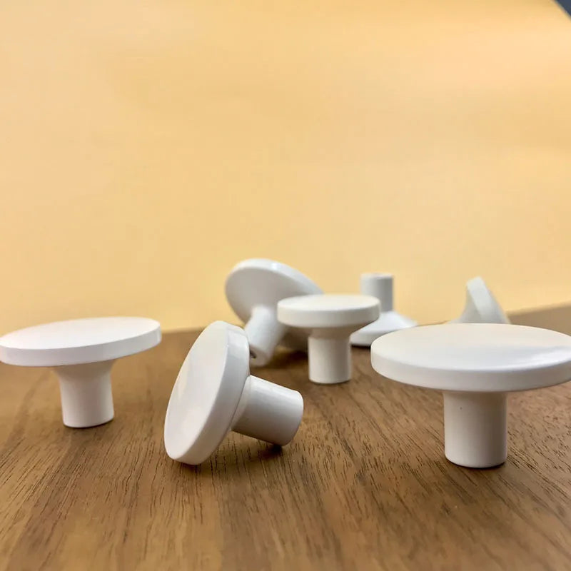 White Brass Cabinet Knobs – Round Drawer Pulls for Wardrobes and Furniture Doors Diameter 32mm knob