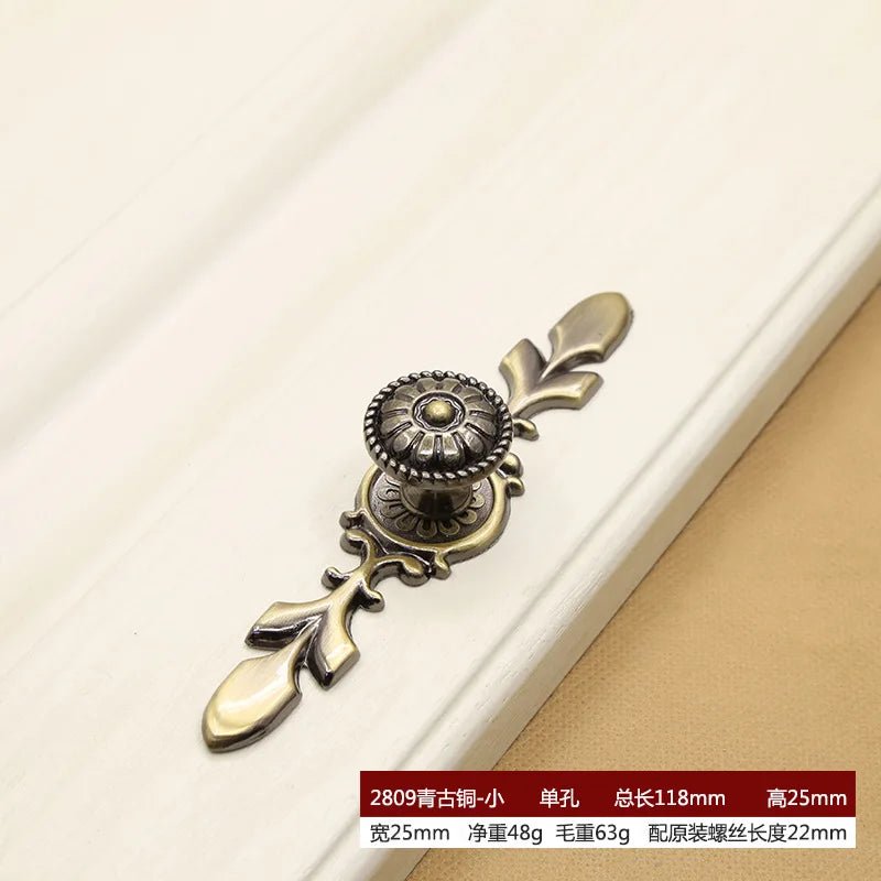 Retro Bronze Cabinet Handles - Antique Metal Kitchen Door Pulls and Wardrobe Knobs 128mm 2809-Small Handles