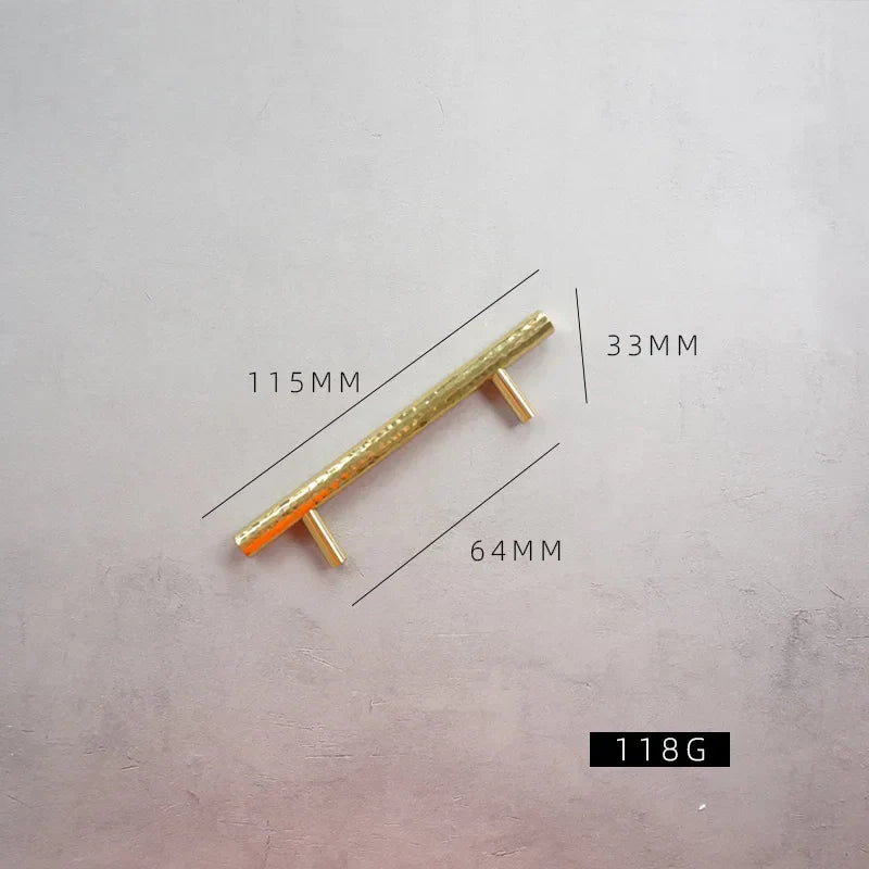 Nordic Handmade Brass Hammered Cabinet Handles – High-End Pulls for Drawers Wardrobes and Kitchen Furniture Hammer