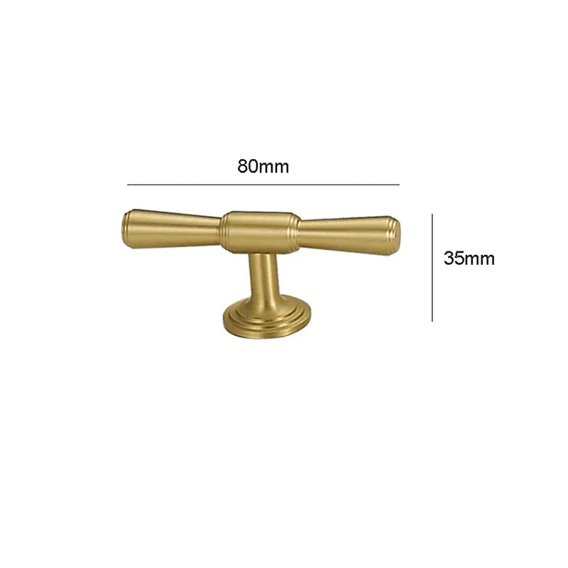 Brushed Gold Brass Cabinet Handles – Modern Knobs and Bar Pulls (50mm-280mm) 50mm T bar Handles