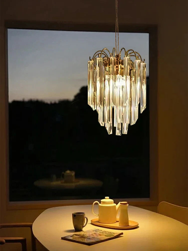 Gianna Italian Crystal Glass Pendant Chandelier – Classic Hanging Light for Staircase & High Ceilings chandelier