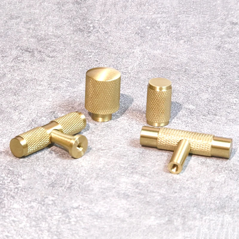 Knurled Brass T-Bar Handles – Modern Cabinet Knobs and Kitchen Cupboard Pulls knob