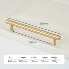 Satin Gold Brass Wardrobe Handles – Modern Drawer Knobs and Cabinet Bar Pulls (50mm-260mm) 2019-200 Handles