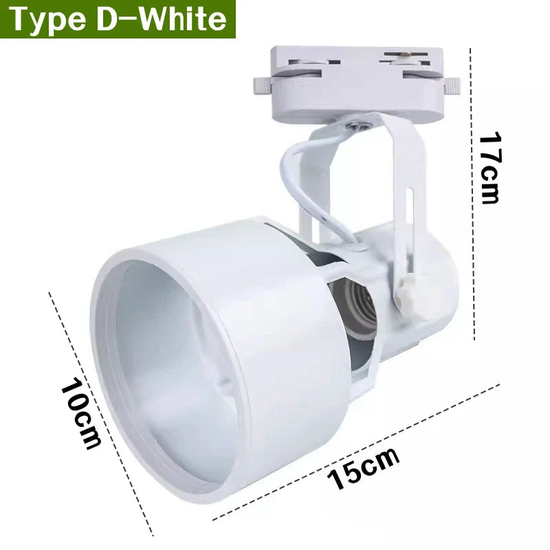 E27 LED Track Light Holder Base - 2-Wire Rotatable Ceiling Rail Lamp Fittings D White ceiling light