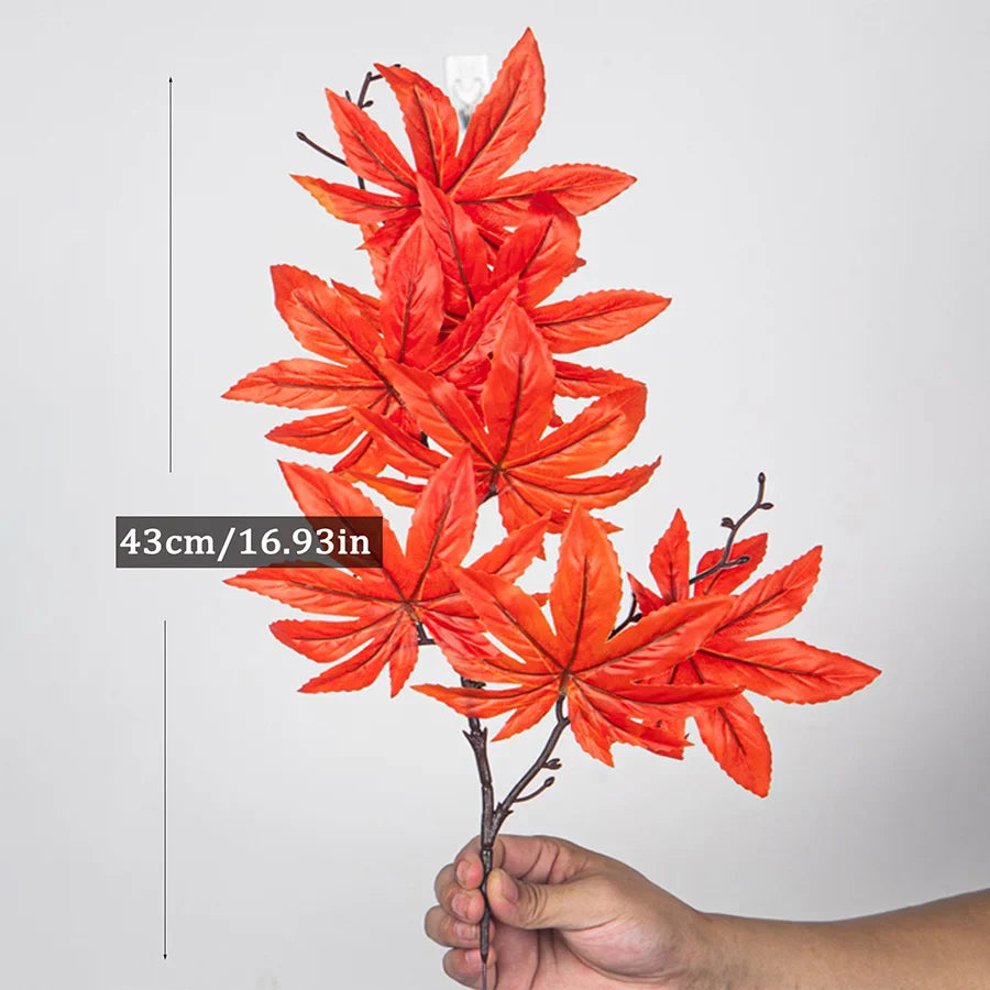 Dlight Decor 43cm Autumn Maple Leaf Branch for Fall Display 43cm Red