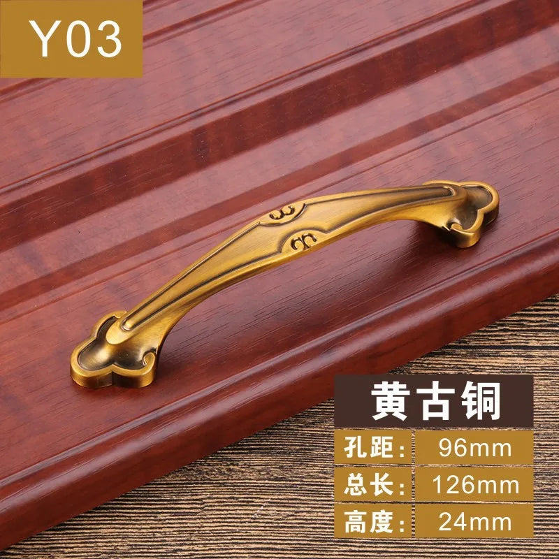Antique Yellow Bronze Cabinet Handles - Brushed Vintage Drawer Pulls for Kitchen and Wardrobe Doors Y03 96mm Handles