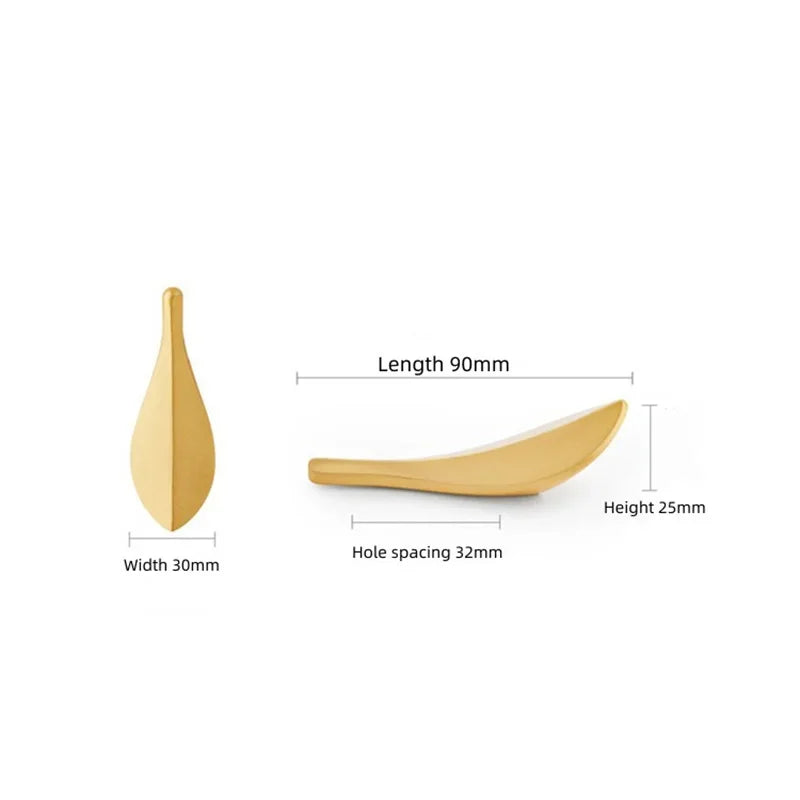 Golden Leaf Drawer Handles - Zinc Alloy Light Luxury Cabinet Knobs for Furniture Handles