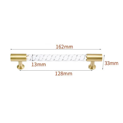 Transparent Acrylic Furniture Handles – Brass Cabinet Pulls and Wardrobe Knobs spiral 162mm Handles