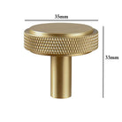 Solid Brass Knurled Cabinet Handles – Satin Gold Long Wardrobe Bar Pulls and Drawer T-Bars knob / 1 piece Handles