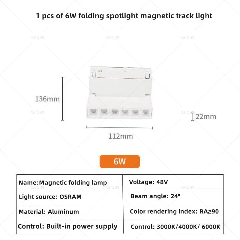 Modern Magnetic Track Lights - Embedded LED Spotlight Downlight 1 pcs 6W Spotlight / Warm light 3000K ceiling light