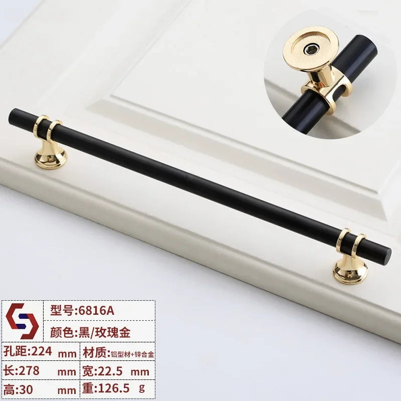 Modern T-Bar Cabinet Knobs and Handles – Sleek and Decorative Design Black rose gold 224 Handles