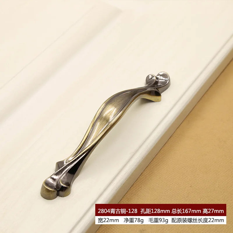 Retro Bronze Cabinet Handles - Antique Metal Kitchen Door Pulls and Wardrobe Knobs 128mm 2804-128mm Handles