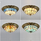 European - Style Tiffany Circular Ceiling Lamp - Retro Elegance For Living Rooms Bedrooms Corridors